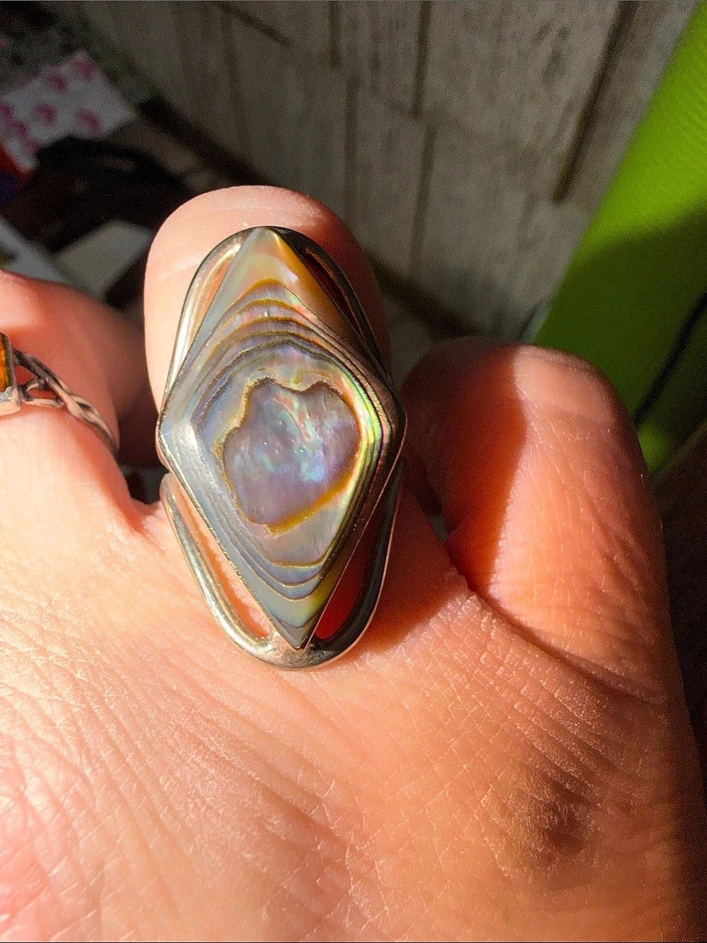 Abalone shell Statement Ring Multicolor size 7